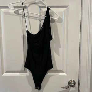 Express One Shoulder Bodysuit with shoulder tie
